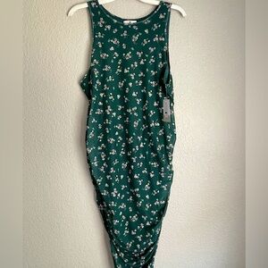 BP Ruched Mesh Mini Bodycon Sleeveless Dress in Green Kasey Floral Size 2X